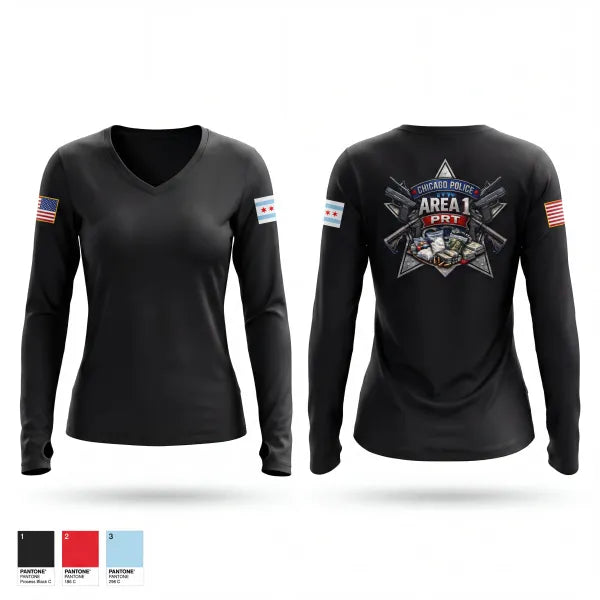 Womens Long Sleeve Vneck Shirt, Priority Response Team, Police, Teamtime, Team time, sublimation, custom sports apparel, team uniforms, spirit wear, spiritwear, sports uniforms, custom shirts, team store, custom team store, fundraiser sports, apparel fundraiser
