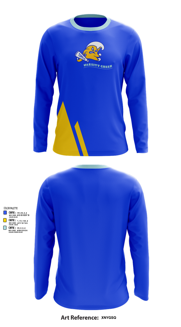 Long Sleeve Performance Shirt, Tupelo Varsity Cheer, Cheer, Teamtime, Team time, sublimation, custom sports apparel, team uniforms, spirit wear, spiritwear, sports uniforms, custom shirts, team store, custom team store, fundraiser sports, apparel fundraiser
