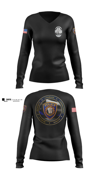Womens Long Sleeve Vneck Shirt, Georgetown Police Department, Police, Teamtime, Team time, sublimation, custom sports apparel, team uniforms, spirit wear, spiritwear, sports uniforms, custom shirts, team store, custom team store, fundraiser sports, apparel fundraiser