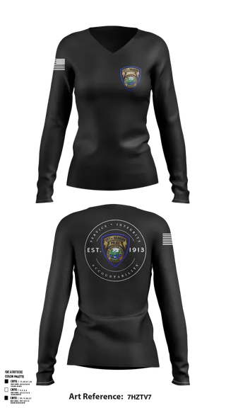 Womens Long Sleeve Vneck Shirt, Branson Police Department, Police, Teamtime, Team time, sublimation, custom sports apparel, team uniforms, spirit wear, spiritwear, sports uniforms, custom shirts, team store, custom team store, fundraiser sports, apparel fundraiser