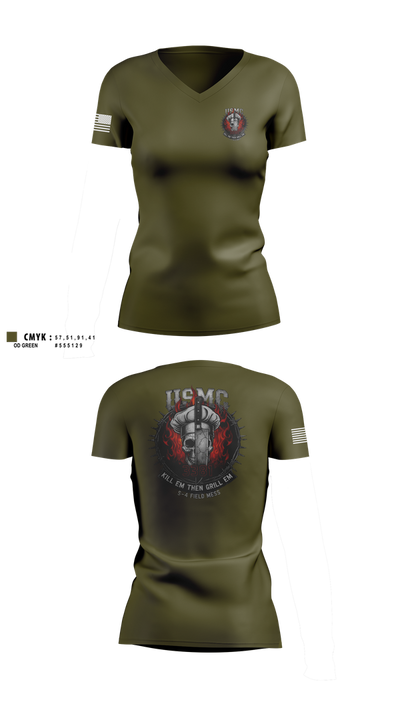 1/1 Women's Short Sleeve V-neck Shirt - 101