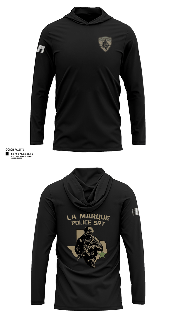 Long Sleeve Performance Shirt with hood, LMPD SRT, Police, Teamtime, Team time, sublimation, custom sports apparel, team uniforms, spirit wear, spiritwear, sports uniforms, custom shirts, team store, custom team store, fundraiser sports, apparel fundraiser