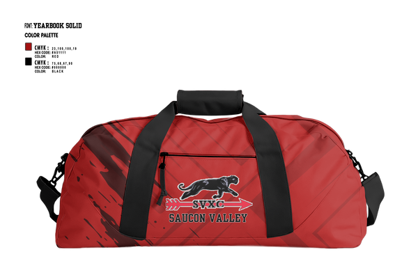 Duffle Bag, Saucon Valley Cross Country, Cross Country, Teamtime, Team time, sublimation, custom sports apparel, team uniforms, spirit wear, spiritwear, sports uniforms, custom shirts, team store, custom team store, fundraiser sports, apparel fundraiser