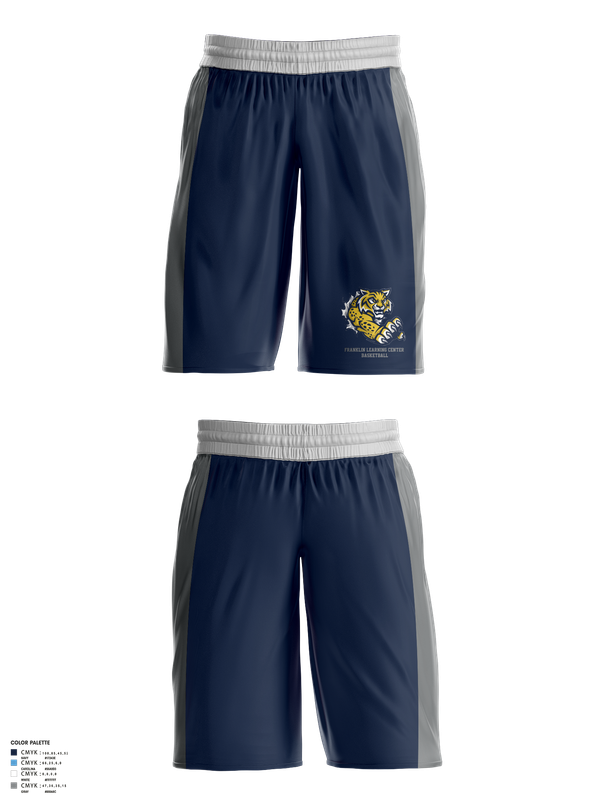 Mens Basketball Shorts, Franklin Learning Center Basketball, Women's Basketball, Teamtime, Team time, sublimation, custom sports apparel, team uniforms, spirit wear, spiritwear, sports uniforms, custom shirts, team store, custom team store, fundraiser sports, apparel fundraiser