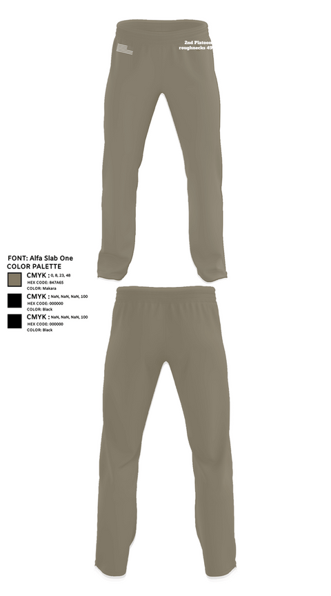 Sweatpants, 2nd Platoon roughnecks 49th, Army, Teamtime, Team time, sublimation, custom sports apparel, team uniforms, spirit wear, spiritwear, sports uniforms, custom shirts, team store, custom team store, fundraiser sports, apparel fundraiser