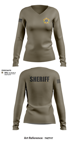 Womens Long Sleeve Vneck Shirt, Bayfield County Sheriff, Police, Teamtime, Team time, sublimation, custom sports apparel, team uniforms, spirit wear, spiritwear, sports uniforms, custom shirts, team store, custom team store, fundraiser sports, apparel fundraiser