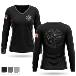 Womens Long Sleeve Vneck Shirt, Markham Police K-9 Unit, Police, Teamtime, Team time, sublimation, custom sports apparel, team uniforms, spirit wear, spiritwear, sports uniforms, custom shirts, team store, custom team store, fundraiser sports, apparel fundraiser