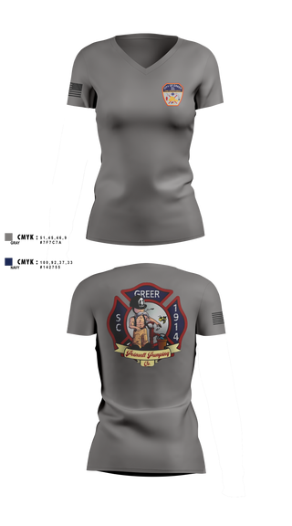 Womens Short Sleeve Vneck Shirt, City Of Greer FD, Fire Department, Teamtime, Team time, sublimation, custom sports apparel, team uniforms, spirit wear, spiritwear, sports uniforms, custom shirts, team store, custom team store, fundraiser sports, apparel fundraiser