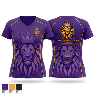 Womens Short Sleeve Vneck Shirt, Lion Tennis Team, Tennis, Teamtime, Team time, sublimation, custom sports apparel, team uniforms, spirit wear, spiritwear, sports uniforms, custom shirts, team store, custom team store, fundraiser sports, apparel fundraiser