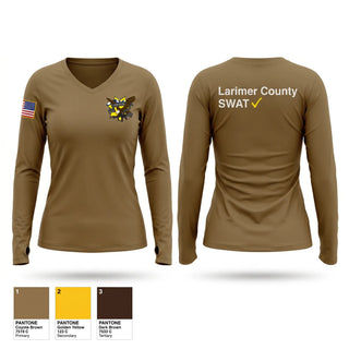 Womens Long Sleeve Vneck Shirt, Larimer County Swat, Police, Teamtime, Team time, sublimation, custom sports apparel, team uniforms, spirit wear, spiritwear, sports uniforms, custom shirts, team store, custom team store, fundraiser sports, apparel fundraiser