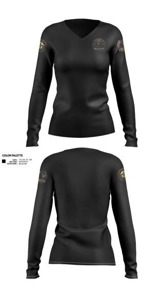 Womens Long Sleeve Vneck Shirt, Madigan pharmacy colts, Army, Teamtime, Team time, sublimation, custom sports apparel, team uniforms, spirit wear, spiritwear, sports uniforms, custom shirts, team store, custom team store, fundraiser sports, apparel fundraiser