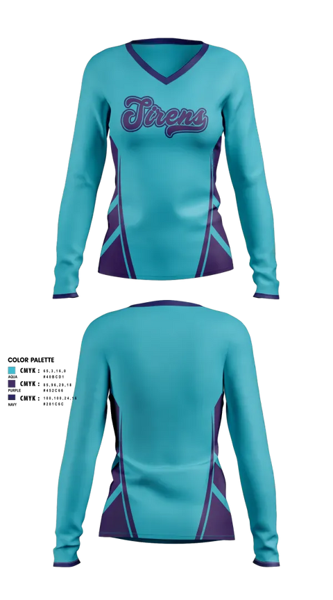 Womens Long Sleeve Vneck Shirt, Sirens, Softball, Teamtime, Team time, sublimation, custom sports apparel, team uniforms, spirit wear, spiritwear, sports uniforms, custom shirts, team store, custom team store, fundraiser sports, apparel fundraiser