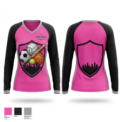 Metro Sports Center Volleyball 19908198 Women's Long Sleeve V-neck Shirt - 1