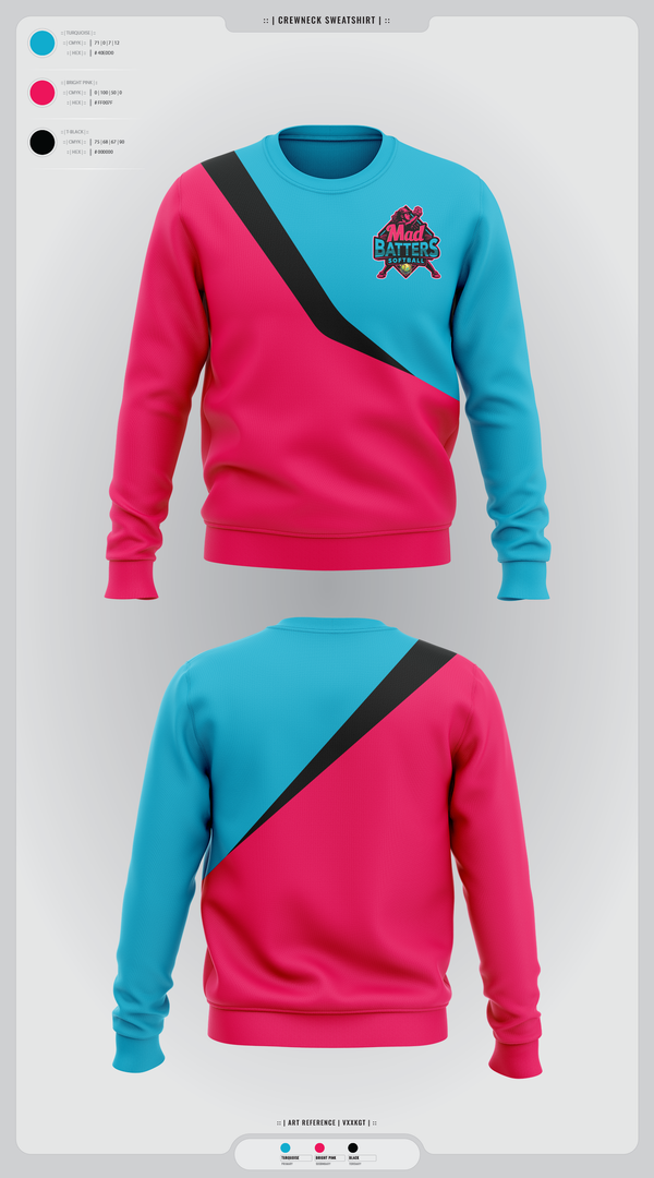 Crew Neck Sweatshirt, MadBatters Softball, Softball, Teamtime, Team time, sublimation, custom sports apparel, team uniforms, spirit wear, spiritwear, sports uniforms, custom shirts, team store, custom team store, fundraiser sports, apparel fundraiser