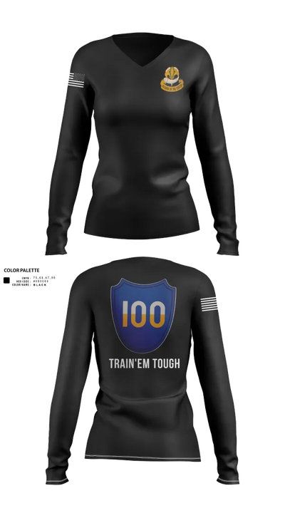 100th Training Division Women's Long Sleeve V-neck Shirt - 21