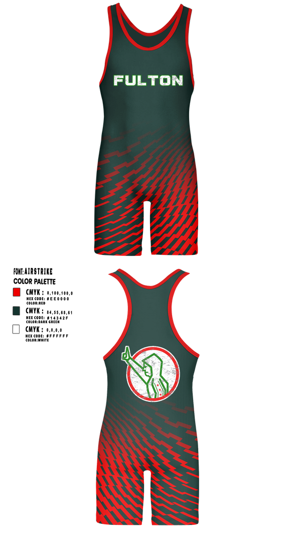 Wrestling Singlet, Fulton, Wrestling, Teamtime, Team time, sublimation, custom sports apparel, team uniforms, spirit wear, spiritwear, sports uniforms, custom shirts, team store, custom team store, fundraiser sports, apparel fundraiser