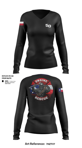 Womens Long Sleeve Vneck Shirt, Goon 50, Fire Department, Teamtime, Team time, sublimation, custom sports apparel, team uniforms, spirit wear, spiritwear, sports uniforms, custom shirts, team store, custom team store, fundraiser sports, apparel fundraiser