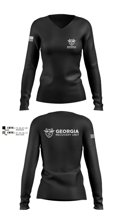 Georgia Recovery Unit 25401447 Women's Long Sleeve V-neck Shirt - 2