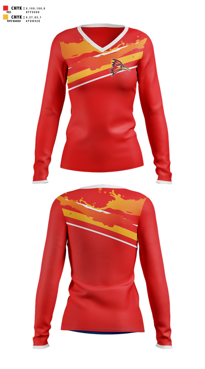 College of the Desert Golf 91548772 Women's Long Sleeve V-neck Shirt - 100