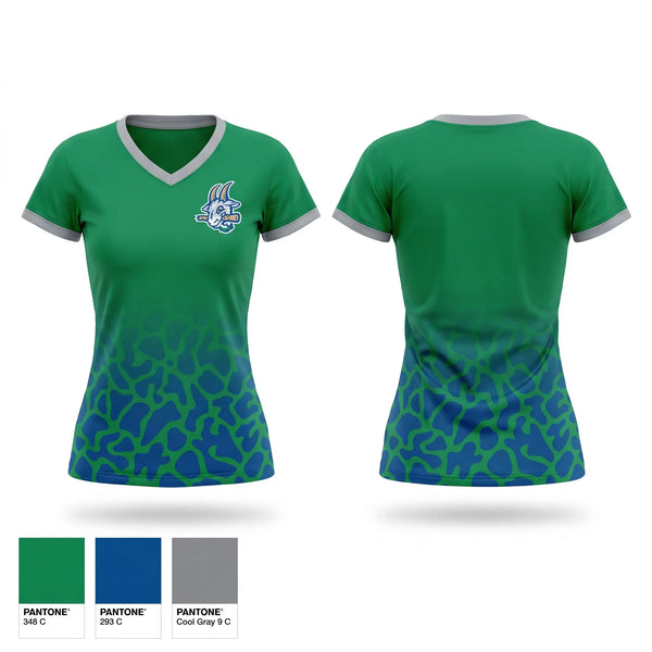Womens Short Sleeve Vneck Shirt, Yard Goats, Baseball, Teamtime, Team time, sublimation, custom sports apparel, team uniforms, spirit wear, spiritwear, sports uniforms, custom shirts, team store, custom team store, fundraiser sports, apparel fundraiser