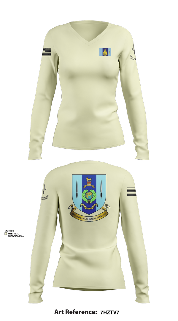 Womens Long Sleeve Vneck Shirt, 40 Royal marine commando, , Teamtime, Team time, sublimation, custom sports apparel, team uniforms, spirit wear, spiritwear, sports uniforms, custom shirts, team store, custom team store, fundraiser sports, apparel fundraiser