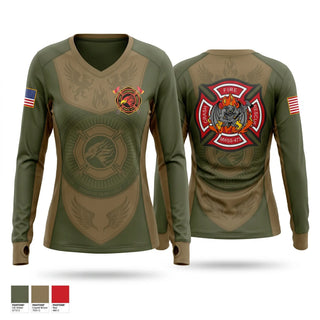 Womens Long Sleeve Vneck Shirt, MWSS - 473 (DET -), Marines, Teamtime, Team time, sublimation, custom sports apparel, team uniforms, spirit wear, spiritwear, sports uniforms, custom shirts, team store, custom team store, fundraiser sports, apparel fundraiser