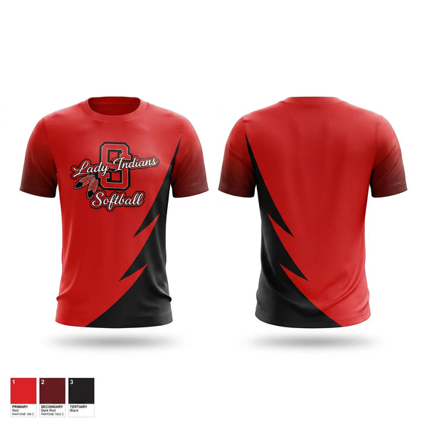Soft Poly Tee Cotton Like Feel, Sissonville Lady Indians, Softball, Teamtime, Team time, sublimation, custom sports apparel, team uniforms, spirit wear, spiritwear, sports uniforms, custom shirts, team store, custom team store, fundraiser sports, apparel fundraiser