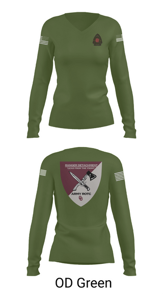 Womens Long Sleeve Vneck Shirt, FY 25-26 OU RC, Army, Teamtime, Team time, sublimation, custom sports apparel, team uniforms, spirit wear, spiritwear, sports uniforms, custom shirts, team store, custom team store, fundraiser sports, apparel fundraiser