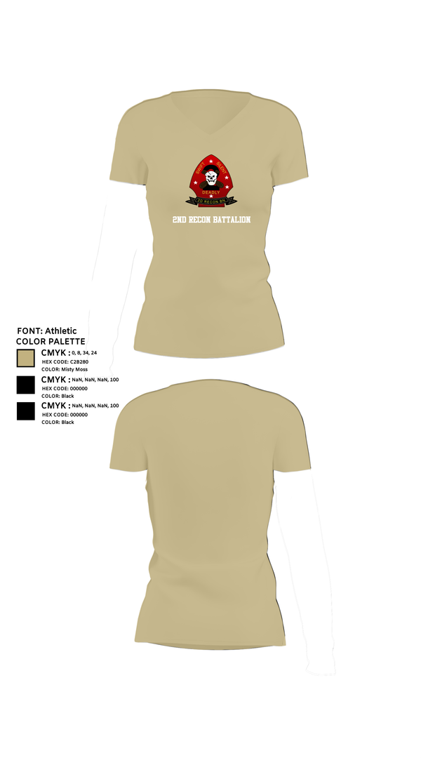 Womens Short Sleeve Vneck Shirt, 2nd Recon Battalion, , Teamtime, Team time, sublimation, custom sports apparel, team uniforms, spirit wear, spiritwear, sports uniforms, custom shirts, team store, custom team store, fundraiser sports, apparel fundraiser