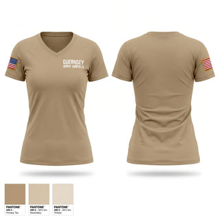 Womens Short Sleeve Vneck Shirt, Guernsey Army Airfield, National Guard, Teamtime, Team time, sublimation, custom sports apparel, team uniforms, spirit wear, spiritwear, sports uniforms, custom shirts, team store, custom team store, fundraiser sports, apparel fundraiser
