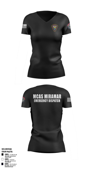 Womens Short Sleeve Vneck Shirt, MCAS Miramar Emergency Dispatch, Marines, Teamtime, Team time, sublimation, custom sports apparel, team uniforms, spirit wear, spiritwear, sports uniforms, custom shirts, team store, custom team store, fundraiser sports, apparel fundraiser