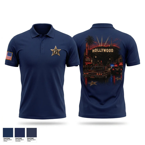 Short Sleeve Performance Polo, HOLLYWOOD, Police, Teamtime, Team time, sublimation, custom sports apparel, team uniforms, spirit wear, spiritwear, sports uniforms, custom shirts, team store, custom team store, fundraiser sports, apparel fundraiser