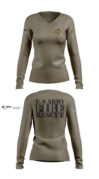 Womens Long Sleeve Vneck Shirt, U. S. ARMY FIRE RESCUE, Army, Teamtime, Team time, sublimation, custom sports apparel, team uniforms, spirit wear, spiritwear, sports uniforms, custom shirts, team store, custom team store, fundraiser sports, apparel fundraiser