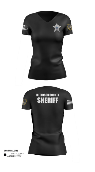 Womens Short Sleeve Vneck Shirt, Jefferson County Sheriff's Office, Police, Teamtime, Team time, sublimation, custom sports apparel, team uniforms, spirit wear, spiritwear, sports uniforms, custom shirts, team store, custom team store, fundraiser sports, apparel fundraiser