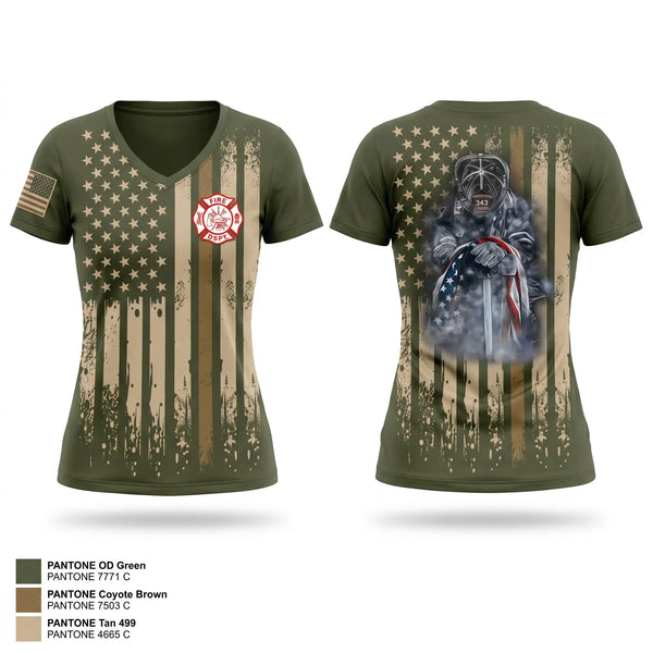 Womens Short Sleeve Vneck Shirt, Middle inlet fire department, Fire Department, Teamtime, Team time, sublimation, custom sports apparel, team uniforms, spirit wear, spiritwear, sports uniforms, custom shirts, team store, custom team store, fundraiser sports, apparel fundraiser