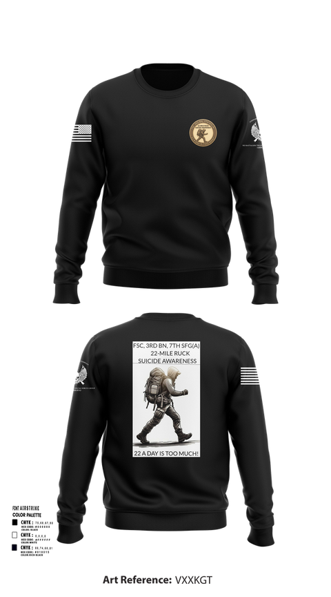 Crew Neck Sweatshirt, FSC, 3RD BN, 7TH SFG(A), Army, Teamtime, Team time, sublimation, custom sports apparel, team uniforms, spirit wear, spiritwear, sports uniforms, custom shirts, team store, custom team store, fundraiser sports, apparel fundraiser