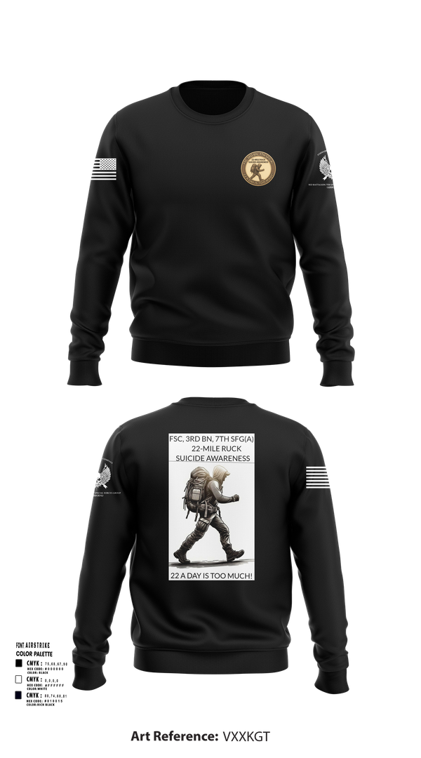 Crew Neck Sweatshirt, FSC, 3RD BN, 7TH SFG(A), Army, Teamtime, Team time, sublimation, custom sports apparel, team uniforms, spirit wear, spiritwear, sports uniforms, custom shirts, team store, custom team store, fundraiser sports, apparel fundraiser