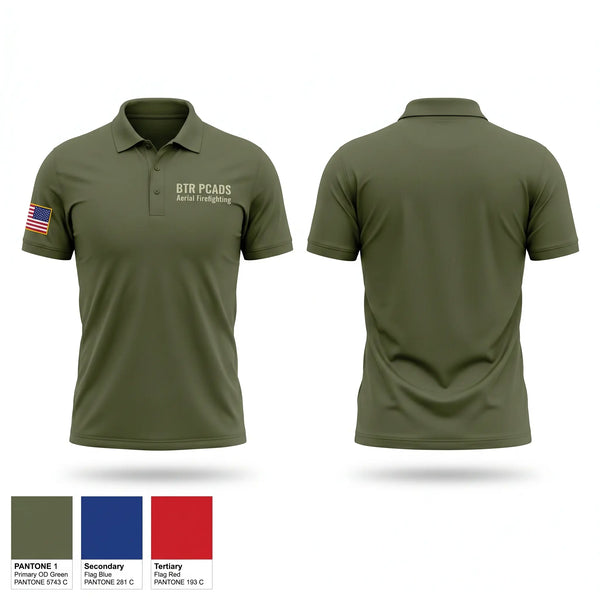 Short Sleeve Performance Polo, BTR PCADS Aerial Firefighting, Fire Department, Teamtime, Team time, sublimation, custom sports apparel, team uniforms, spirit wear, spiritwear, sports uniforms, custom shirts, team store, custom team store, fundraiser sports, apparel fundraiser