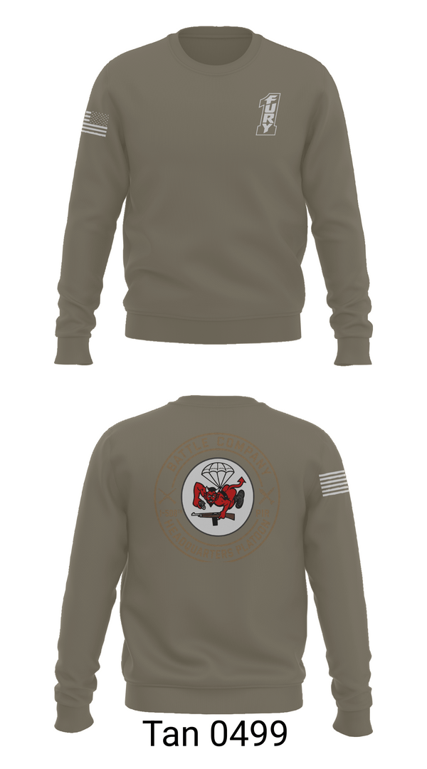Crew Neck Sweatshirt, BATTLE COMPANY 1-508PIR, Army, Teamtime, Team time, sublimation, custom sports apparel, team uniforms, spirit wear, spiritwear, sports uniforms, custom shirts, team store, custom team store, fundraiser sports, apparel fundraiser