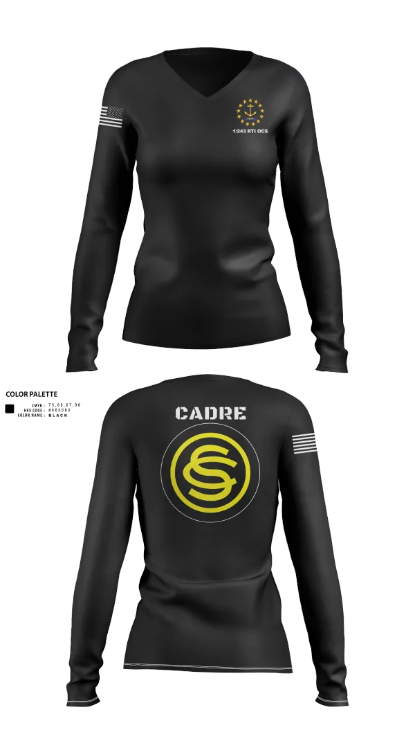 Womens Long Sleeve Vneck Shirt, 1/243 RTI OCS, , Teamtime, Team time, sublimation, custom sports apparel, team uniforms, spirit wear, spiritwear, sports uniforms, custom shirts, team store, custom team store, fundraiser sports, apparel fundraiser