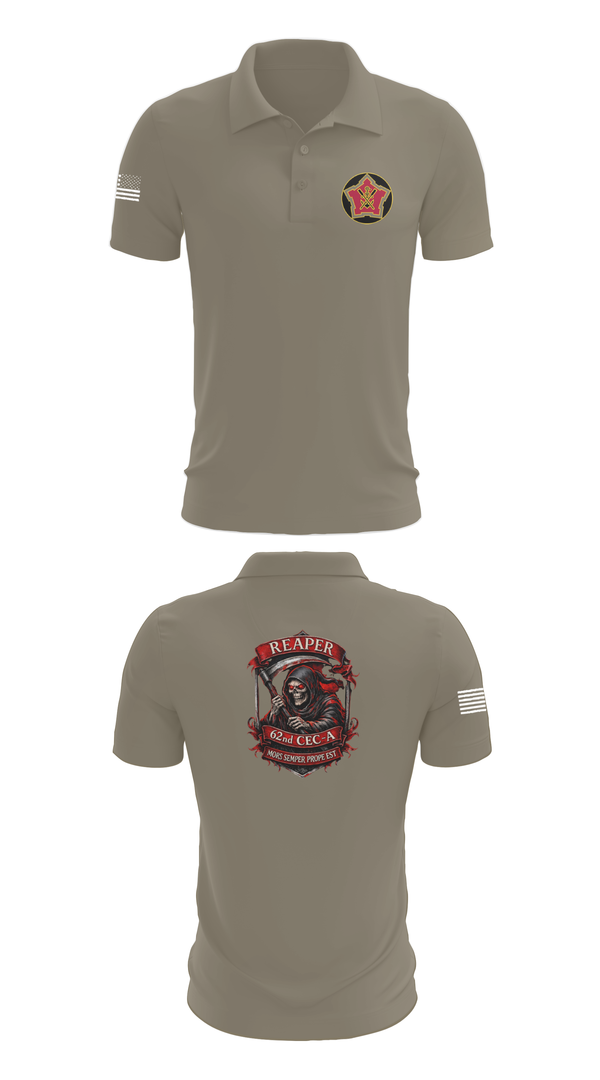 Short Sleeve Performance Polo, 62ND CEC-A, Army, Teamtime, Team time, sublimation, custom sports apparel, team uniforms, spirit wear, spiritwear, sports uniforms, custom shirts, team store, custom team store, fundraiser sports, apparel fundraiser