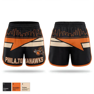 Womens Shorts, The Philadelphia Tomahawks, Men's Basketball, Teamtime, Team time, sublimation, custom sports apparel, team uniforms, spirit wear, spiritwear, sports uniforms, custom shirts, team store, custom team store, fundraiser sports, apparel fundraiser
