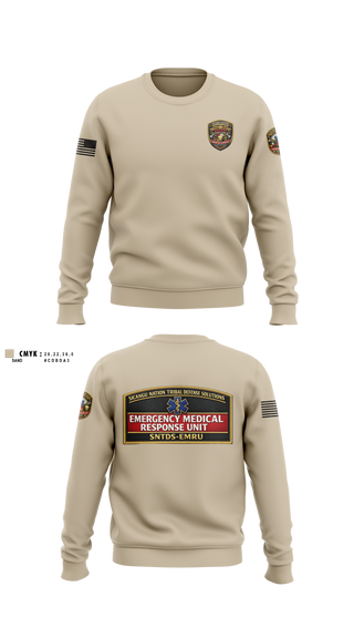 Crew Neck Sweatshirt, Sicangu Nation Tribal Defense Solutions Emergency Medical Response Unit (SNTDS‑EMRU), EMS/EMT, Teamtime, Team time, sublimation, custom sports apparel, team uniforms, spirit wear, spiritwear, sports uniforms, custom shirts, team store, custom team store, fundraiser sports, apparel fundraiser