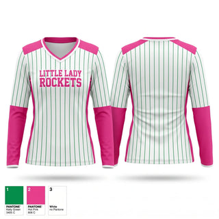 Womens Long Sleeve Vneck Shirt, Little Lady Rockets, Softball, Teamtime, Team time, sublimation, custom sports apparel, team uniforms, spirit wear, spiritwear, sports uniforms, custom shirts, team store, custom team store, fundraiser sports, apparel fundraiser