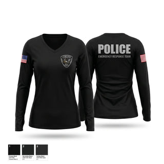 Womens Long Sleeve Vneck Shirt, Lansing Emergency Response Team, Police, Teamtime, Team time, sublimation, custom sports apparel, team uniforms, spirit wear, spiritwear, sports uniforms, custom shirts, team store, custom team store, fundraiser sports, apparel fundraiser