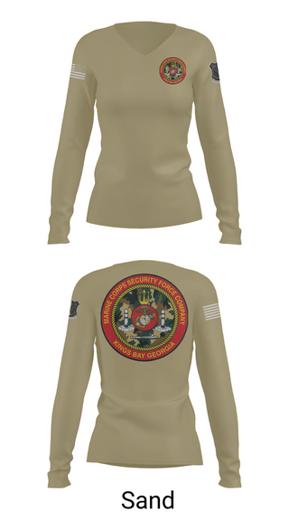 Womens Long Sleeve Vneck Shirt, Marine Corps Security Forces Battalion, , Teamtime, Team time, sublimation, custom sports apparel, team uniforms, spirit wear, spiritwear, sports uniforms, custom shirts, team store, custom team store, fundraiser sports, apparel fundraiser