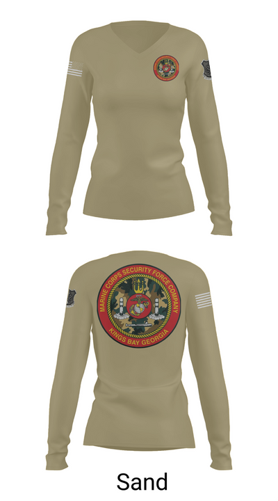 Marine Corps Security Forces Battalion 39264653 Women's Long Sleeve V-neck Shirt - 92