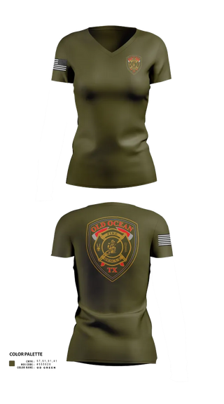 Womens Short Sleeve Vneck Shirt, Old Ocean Fire Department, Fire Department, Teamtime, Team time, sublimation, custom sports apparel, team uniforms, spirit wear, spiritwear, sports uniforms, custom shirts, team store, custom team store, fundraiser sports, apparel fundraiser