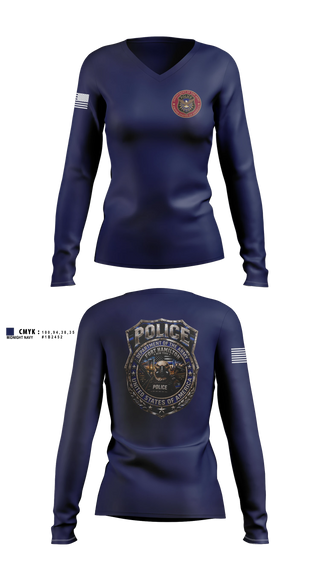 Womens Long Sleeve Vneck Shirt, Fort Hamilton Police, Police, Teamtime, Team time, sublimation, custom sports apparel, team uniforms, spirit wear, spiritwear, sports uniforms, custom shirts, team store, custom team store, fundraiser sports, apparel fundraiser