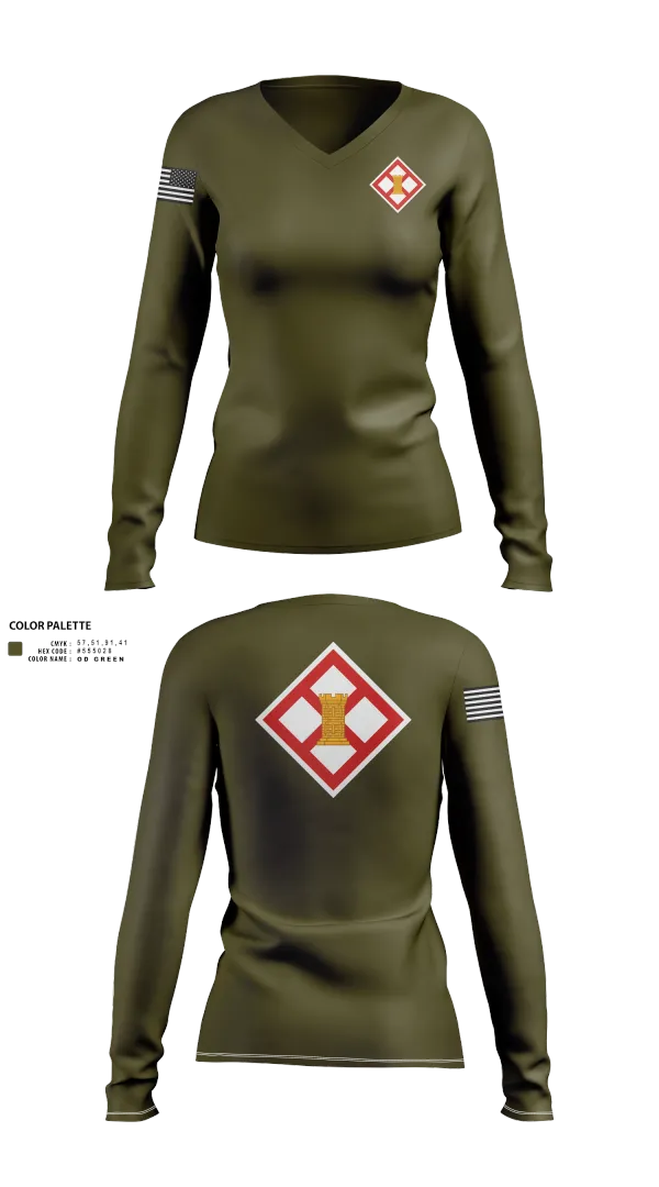 Womens Long Sleeve Vneck Shirt, 683rd ENG DET, , Teamtime, Team time, sublimation, custom sports apparel, team uniforms, spirit wear, spiritwear, sports uniforms, custom shirts, team store, custom team store, fundraiser sports, apparel fundraiser